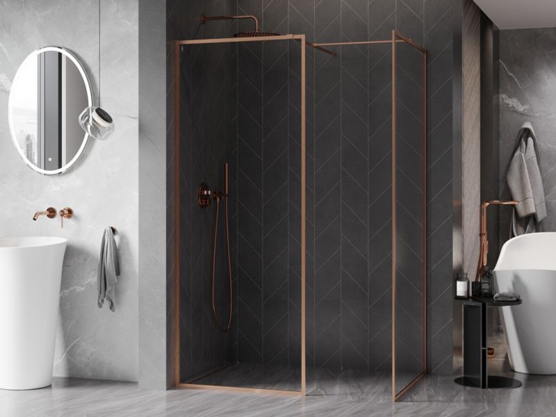 Ścianka prysznicowa walk-in Mexen Kioto-F miedź szczotkowana 125x100 1 szt.