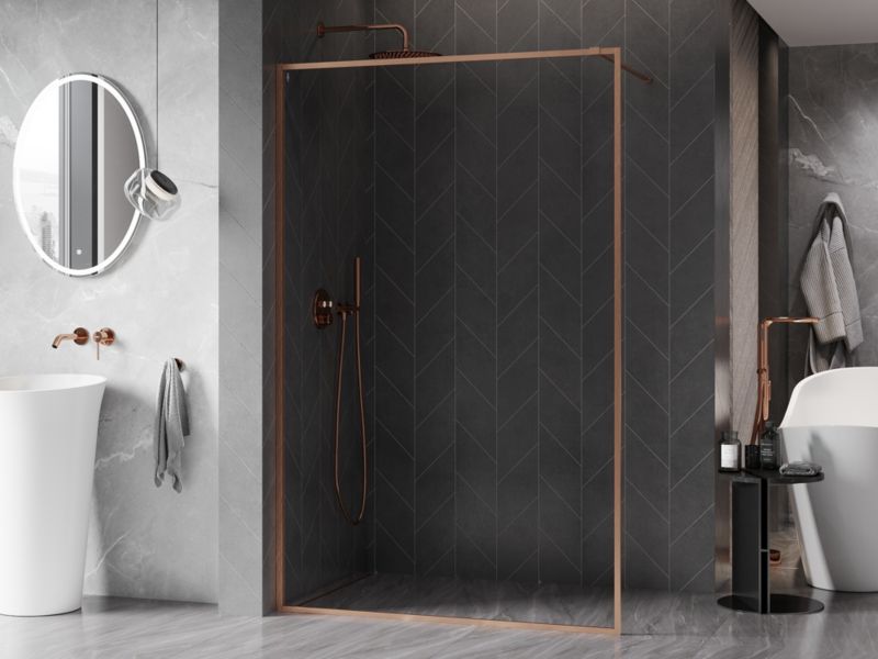 Ścianka prysznicowa walk-in Mexen Kioto-F miedź szczotkowana 50x202 cm 1 szt.