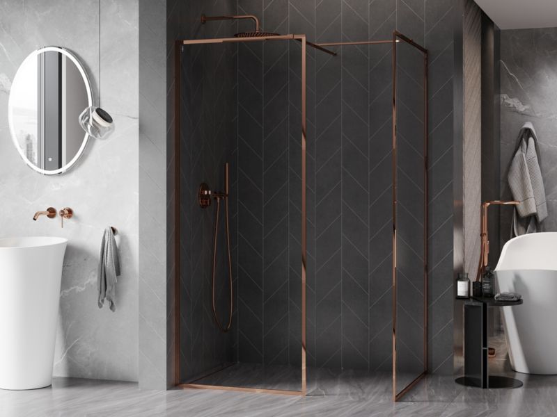 Ścianka prysznicowa walk-in Mexen Kioto-F różowe złoto 105x70 cm 1 szt.