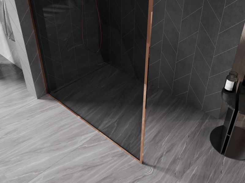 Ścianka prysznicowa walk-in Mexen Kioto-F różowe złoto 140x202 cm  800-140-104-60-401 szt.