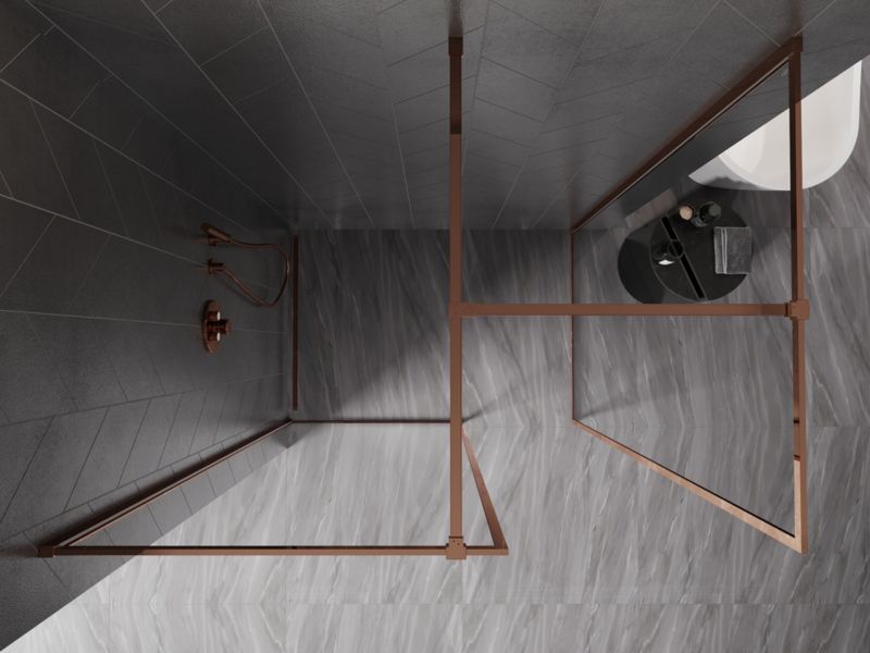 Ścianka prysznicowa walk-in Mexen Kioto-F różowe złoto 160x100 cm 1 szt.