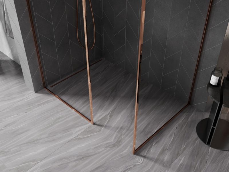Ścianka prysznicowa walk-in Mexen Kioto-F różowe złoto 170x75 cm 1 szt.