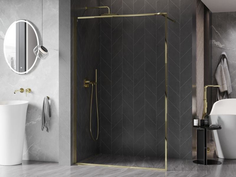 Ścianka prysznicowa walk-in Mexen Kioto-F złota 105x202 cm 1 szt.