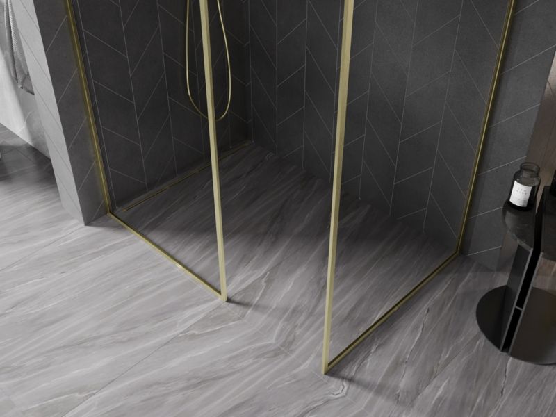 Ścianka prysznicowa walk-in Mexen Kioto-F złota 130x80 cm 1 szt.