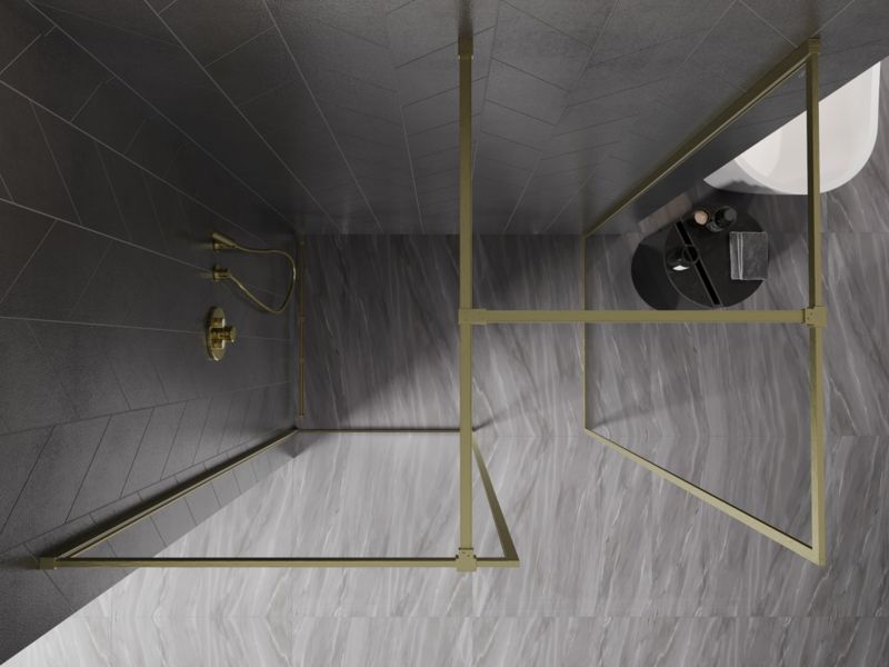 Ścianka prysznicowa walk-in Mexen Kioto-F złota 130x80 cm 1 szt.