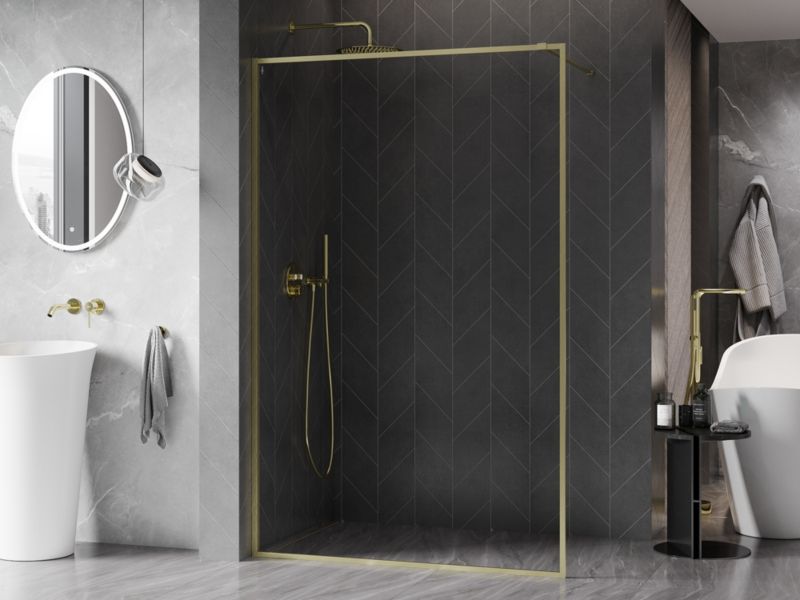 Ścianka prysznicowa walk-in Mexen Kioto-F złoty 80x202 1 szt.