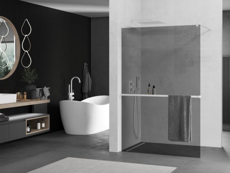Ścianka prysznicowa walk-in Mexen Kioto+ grafit biała 70 x 200 1 szt.