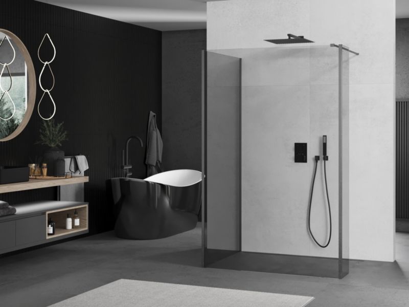 Ścianka prysznicowa walk-in Mexen Kioto gun gray 90x85x30 cm 1 szt.