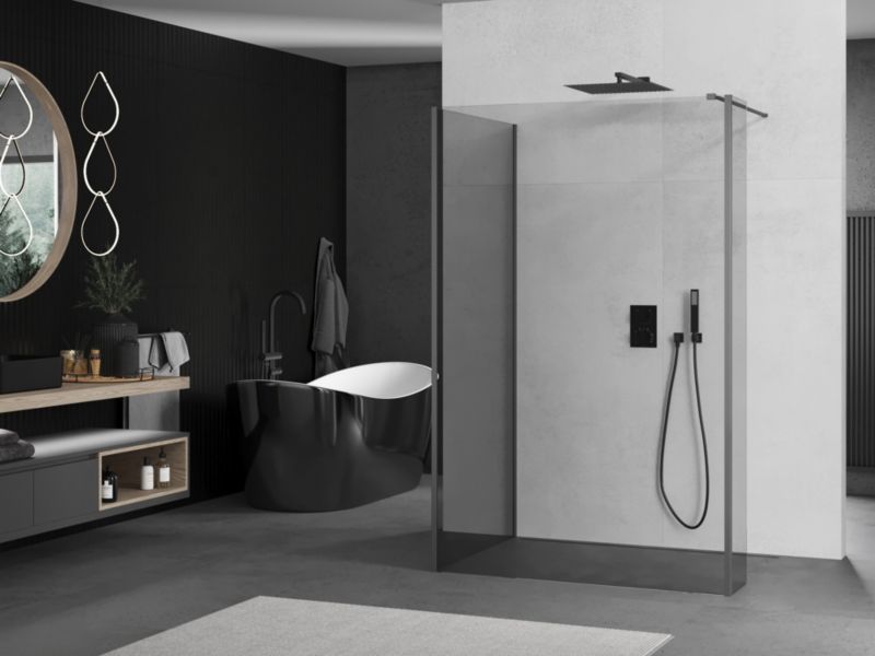 Ścianka prysznicowa walk-in Mexen Kioto gun metal 110x85x30 cm 1 szt.