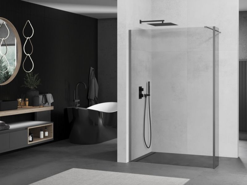 Ścianka prysznicowa walk-in Mexen Kioto gun metal 135 x 30 cm 1 szt.