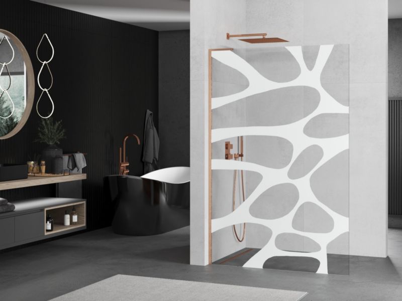 Ścianka prysznicowa walk-in Mexen Kioto L biały wzór 110x200 cm 800-110-103-65-97 1 szt.