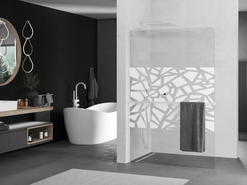 Ścianka prysznicowa walk-in Mexen Kioto+ L biały wzór 120x200 1 szt.