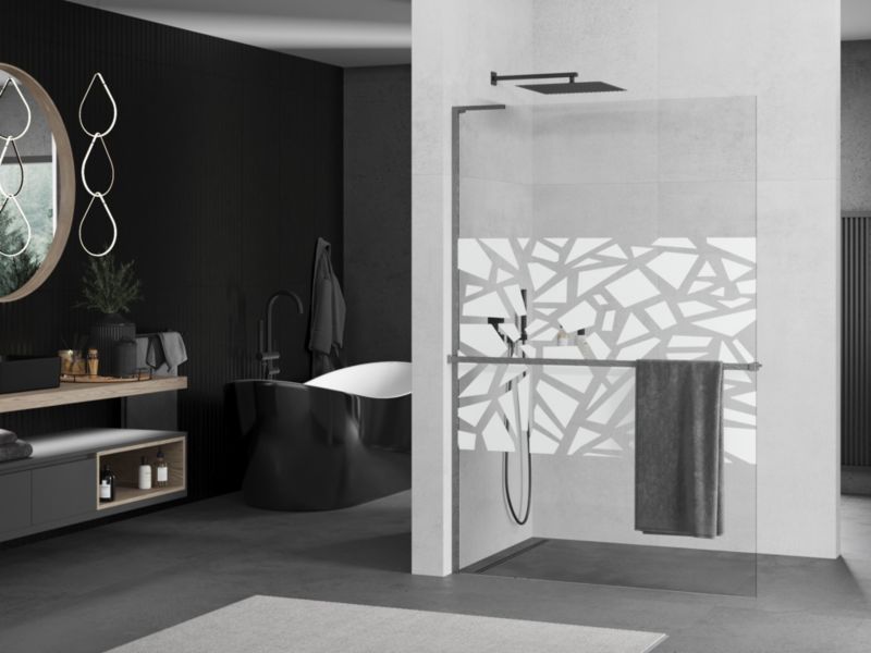 Ścianka prysznicowa walk-in Mexen Kioto+ L biały wzór 120x200 cm 1 szt.