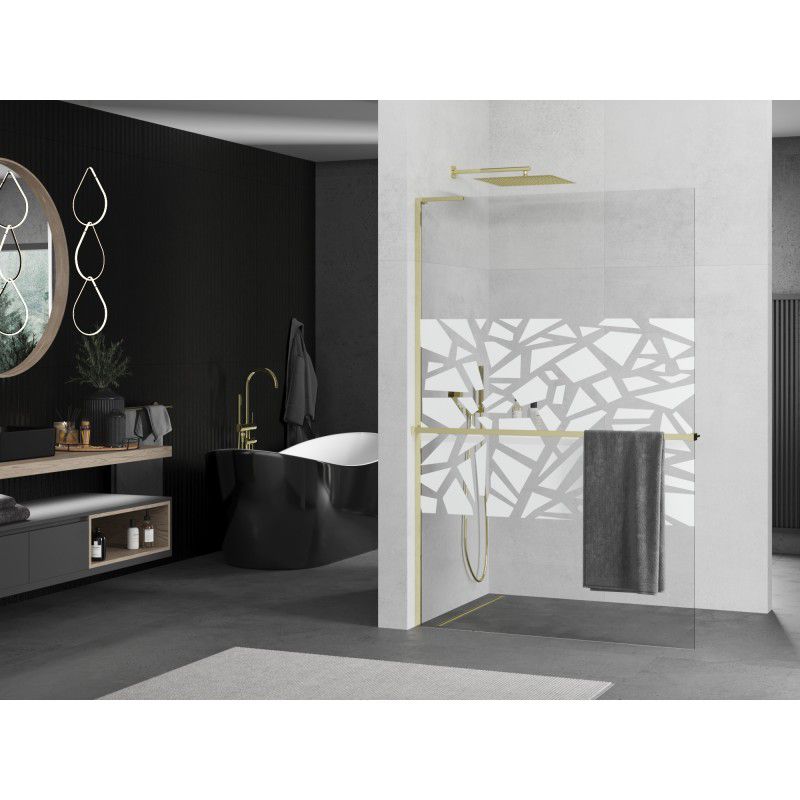 Ścianka prysznicowa walk-in Mexen Kioto+ L biały wzór 80x200 cm 1 szt.