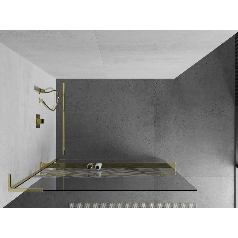 Ścianka prysznicowa walk-in Mexen Kioto+ L biały wzór 80x200 cm 1 szt.