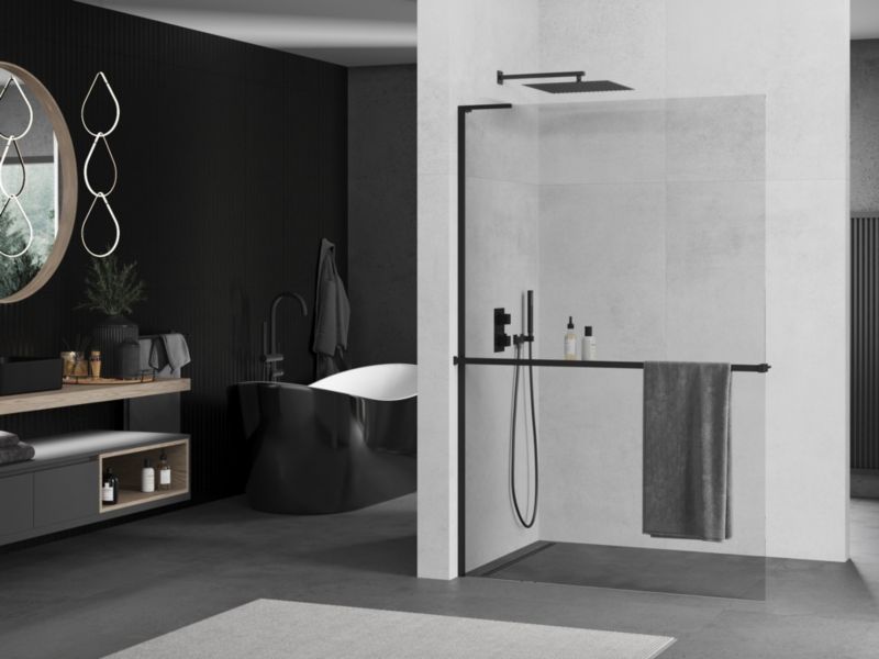 Ścianka prysznicowa walk-in Mexen Kioto+ L czarna 70x200 cm 1 szt.