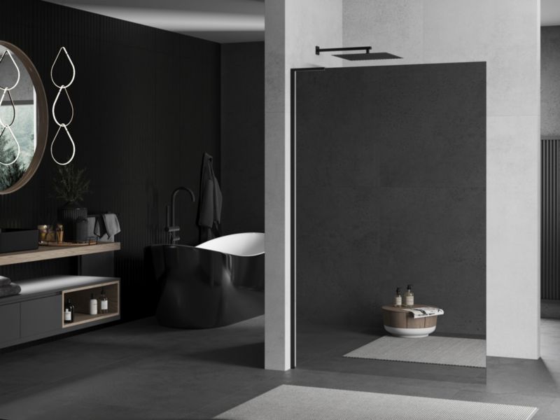 Ścianka prysznicowa walk-in Mexen Kioto L czarna 90x200 cm 1 szt.