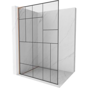 Ścianka prysznicowa walk-in Mexen Kioto L czarny wzór 110x200 cm 1 szt.