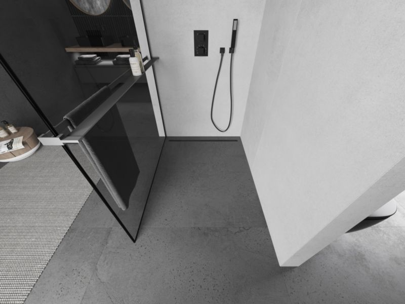 Ścianka prysznicowa walk-in Mexen Kioto+ L czarny wzór 110x200 cm 1 szt.