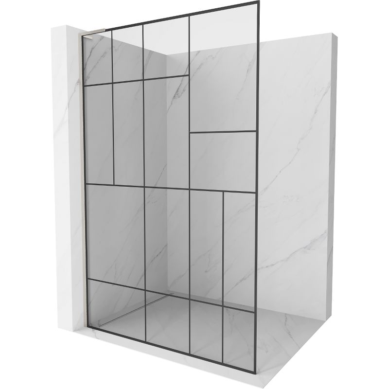 Ścianka prysznicowa walk-in Mexen Kioto L czarny wzór 120x200 cm 1 szt.