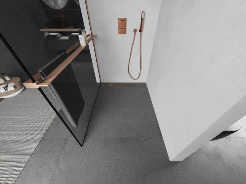 Ścianka prysznicowa walk-in Mexen Kioto+ L czarny wzór 80x200 cm  800-080-123-65-701 szt.