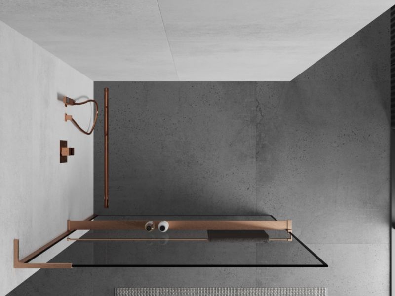 Ścianka prysznicowa walk-in Mexen Kioto+ L czarny wzór 80x200 cm  800-080-123-65-701 szt.