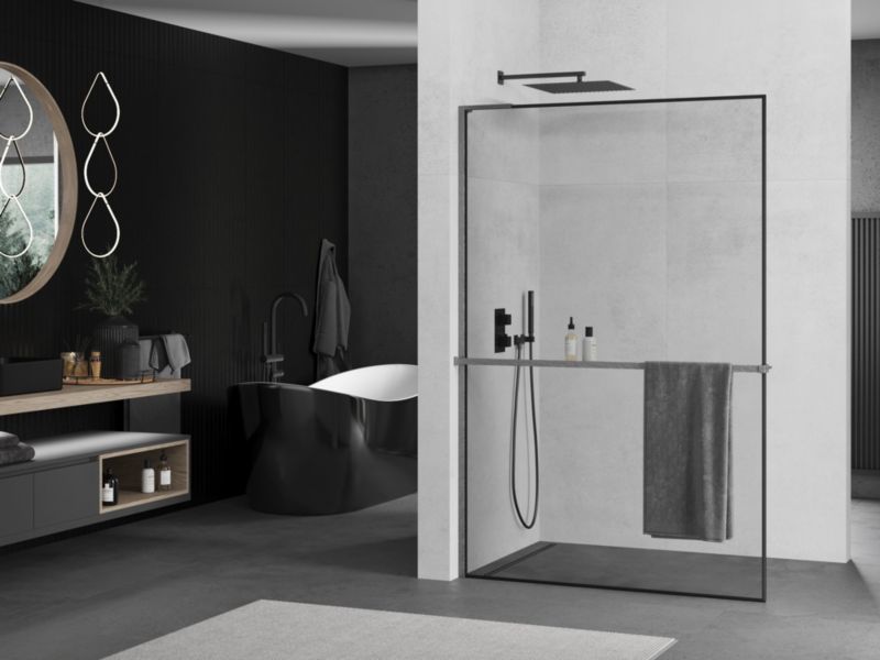 Ścianka prysznicowa walk-in Mexen Kioto+ L czarny wzór 80x200 cm  800-080-123-66-701 szt.