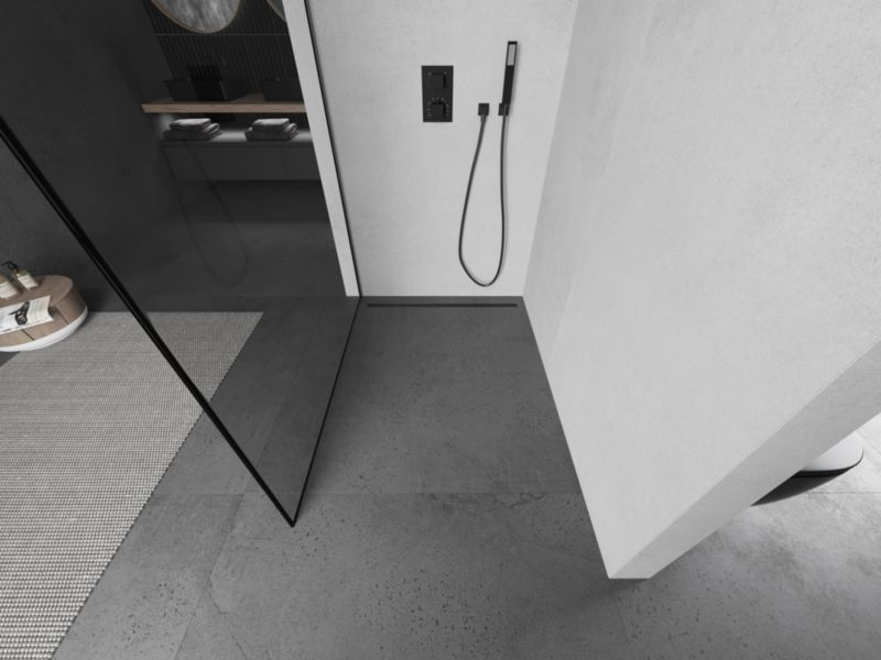 Ścianka prysznicowa walk-in Mexen Kioto L czarny wzór 90x200 cm 1 szt.