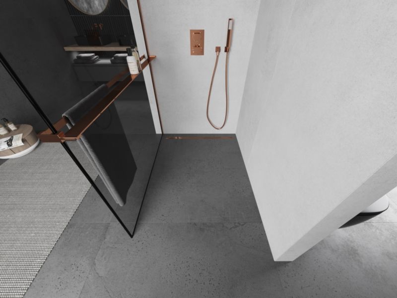 Ścianka prysznicowa walk-in Mexen Kioto+ L czarny wzór 90x200 cm  800-090-123-60-701 szt.