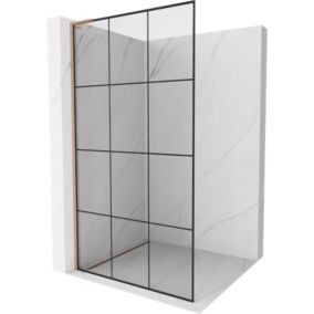 Ścianka prysznicowa walk-in Mexen Kioto L czarny wzór miedź 120x200 cm 1 szt.