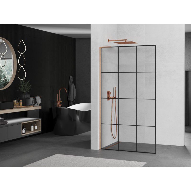 Ścianka prysznicowa walk-in Mexen Kioto L czarny wzór miedź 120x200 cm 1 szt.