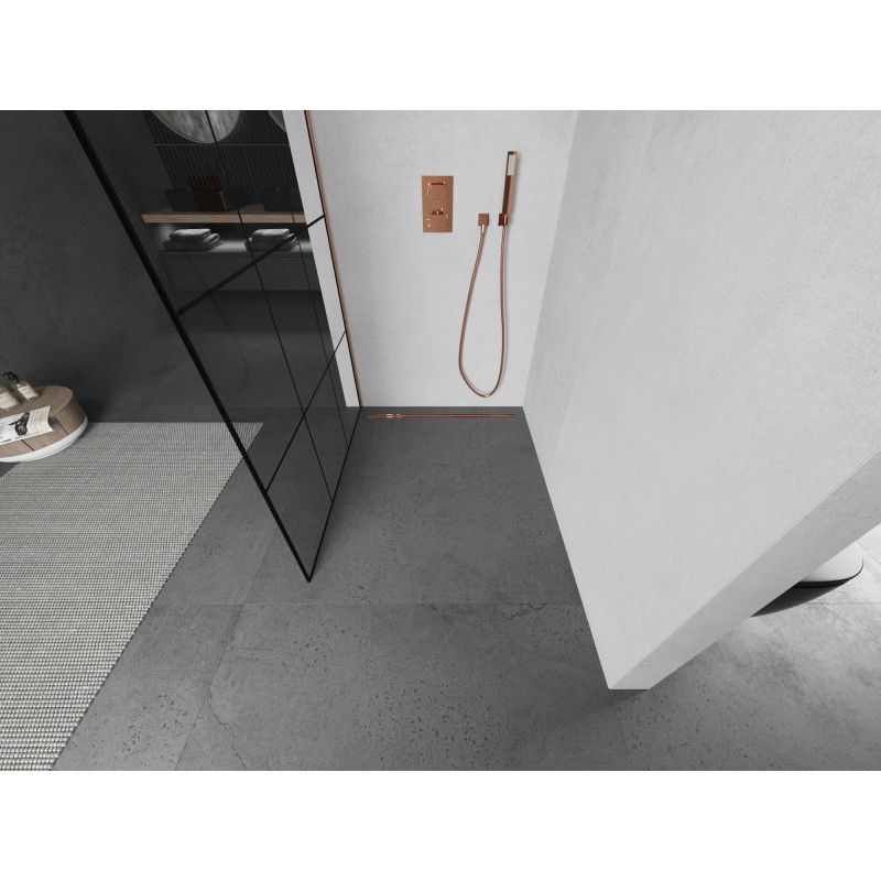 Ścianka prysznicowa walk-in Mexen Kioto L czarny wzór miedź 120x200 cm 1 szt.