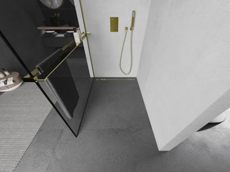 Ścianka prysznicowa walk-in Mexen Kioto+ L czarny złoty 70x200 cm 800-070-123-50-70 1 szt.
