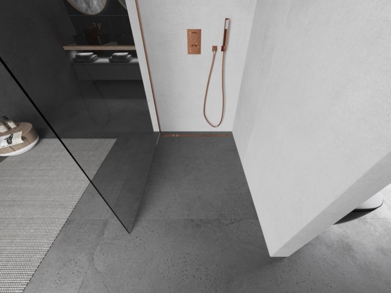 Ścianka prysznicowa Walk-in Mexen Kioto L miedź szczotkowana 55x200 cm 800-055-103-65-00 1 szt.