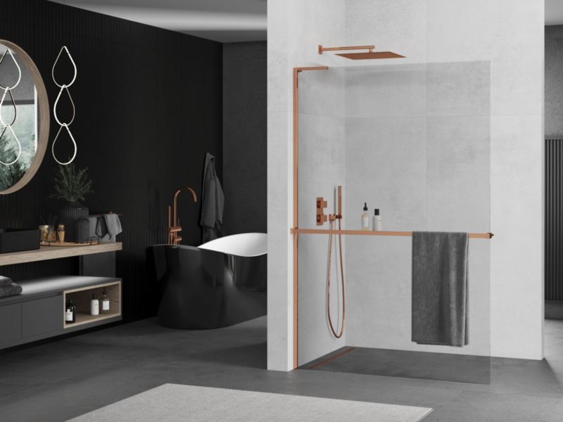 Ścianka prysznicowa walk-in Mexen Kioto+ L różowe złoto 50 x 200 cm 800-050-123-60-00 1 szt.