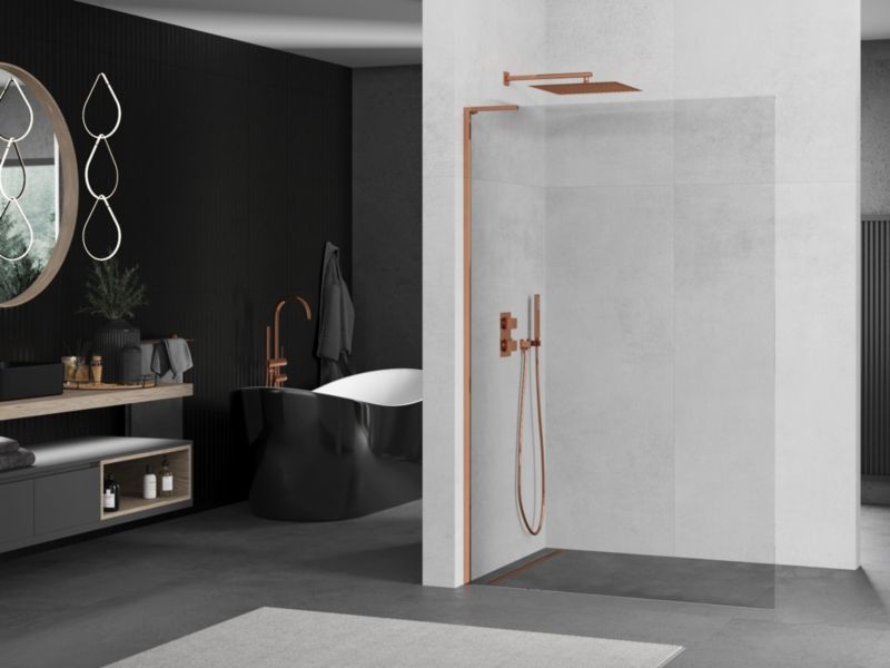 Ścianka prysznicowa walk-in Mexen Kioto L różowe złoto 70x200 cm 1 szt.