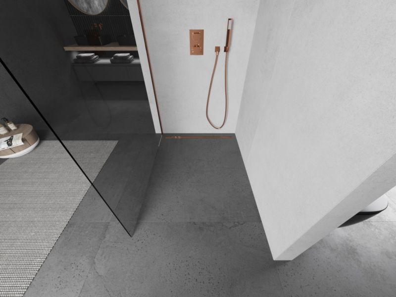 Ścianka prysznicowa walk-in Mexen Kioto L różowe złoto 70x200 cm 1 szt.