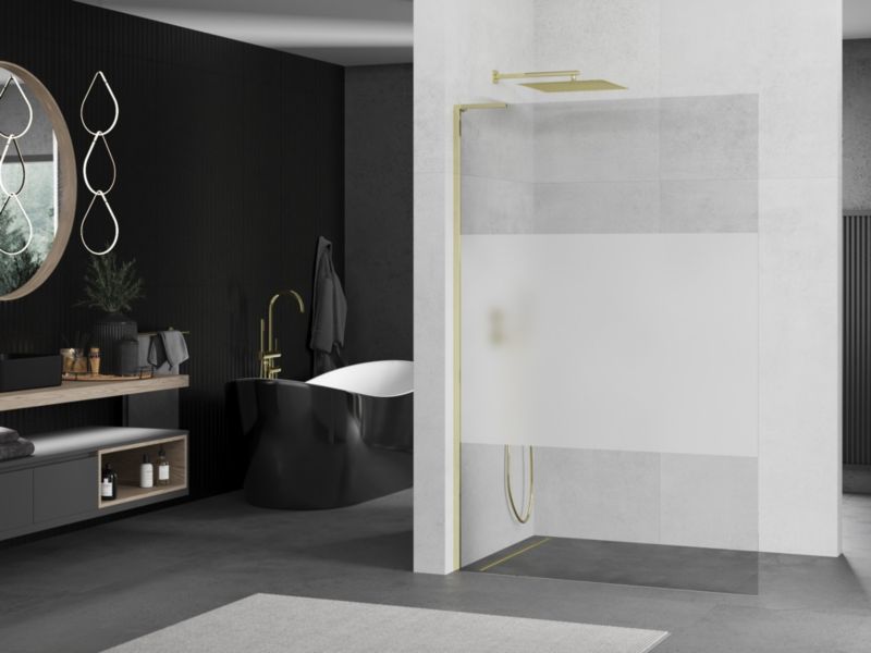 Ścianka prysznicowa walk-in Mexen Kioto L złota 80x200 1 szt.