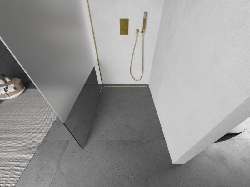 Ścianka prysznicowa walk-in Mexen Kioto L złota 80x200 1 szt.