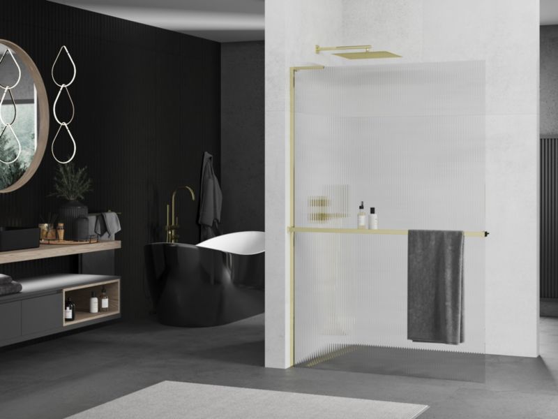 Ścianka prysznicowa walk-in Mexen Kioto+ L złota 80x200 cm 1 szt.