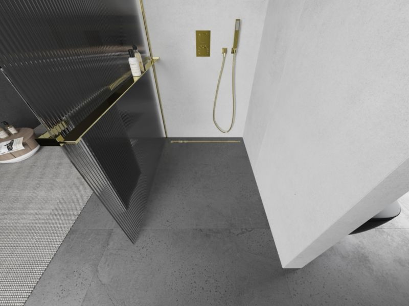 Ścianka prysznicowa walk-in Mexen Kioto+ L złota 80x200 cm 1 szt.