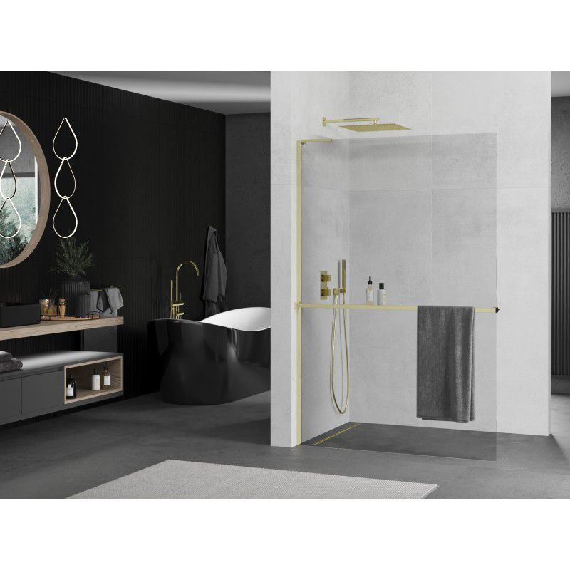 Ścianka prysznicowa walk-in Mexen Kioto+ L złota 90 x 200 cm 1 szt.