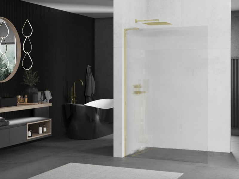 Ścianka prysznicowa Walk-in Mexen Kioto L złota 90x200 cm 1 szt.