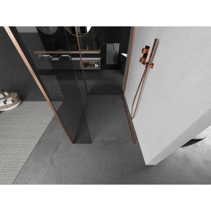 Ścianka prysznicowa walk-in Mexen Kioto miedź szczotkowana 140x90x40 cm 1 szt.