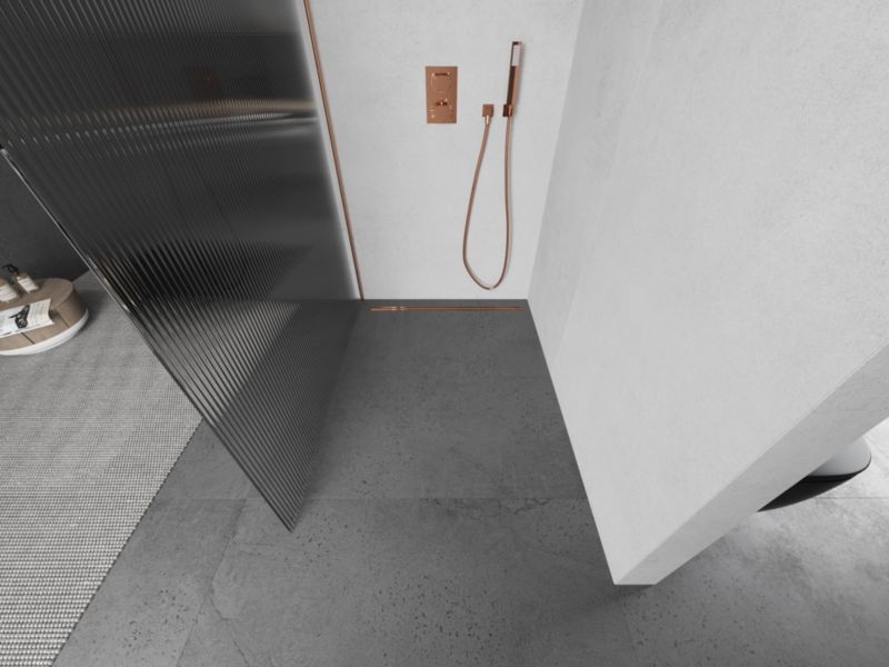 Ścianka prysznicowa walk-in Mexen Kioto prążki miedź szczotkowana 110 x 200 cm 800-110-103-65-09 1 szt.