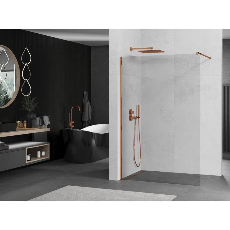 Ścianka prysznicowa walk-in Mexen Kioto różowe złoto 105x200 cm 1 szt.