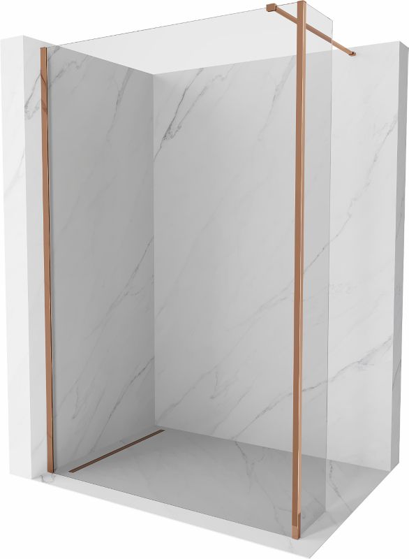 Ścianka prysznicowa walk-in Mexen Kioto różowe złoto 115x30 cm 2 szt.