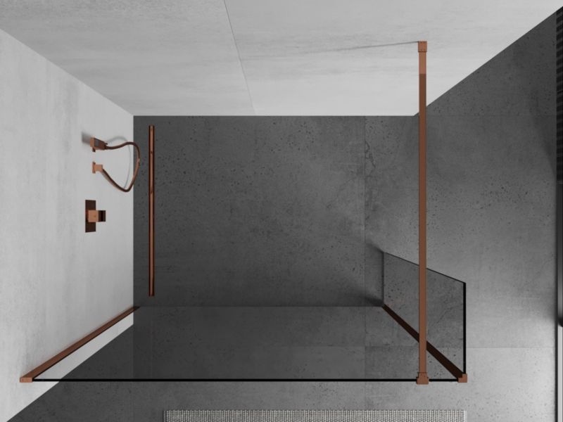Ścianka prysznicowa walk-in Mexen Kioto różowe złoto 115x30 cm 2 szt.