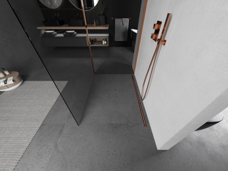 Ścianka prysznicowa walk-in Mexen Kioto różowe złoto 130 x 95 cm 1 szt.