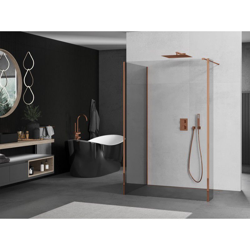 Ścianka prysznicowa walk-in Mexen Kioto różowe złoto 135x90x40 cm 1 szt.
